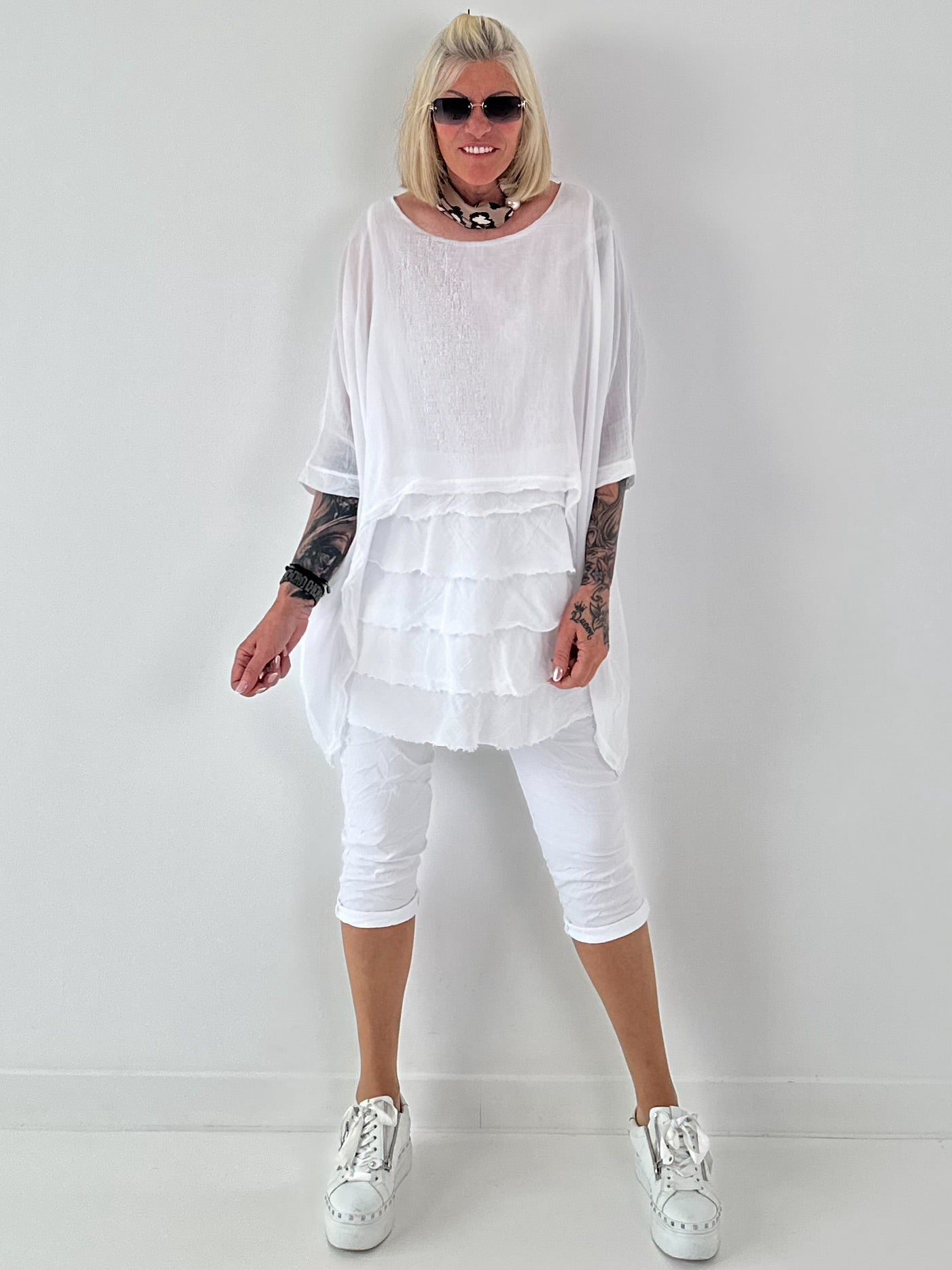 Tunika im Layer-Look - weiss