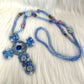 Kette mit Kreuz Anhänger - hellblau-mehrfarbig