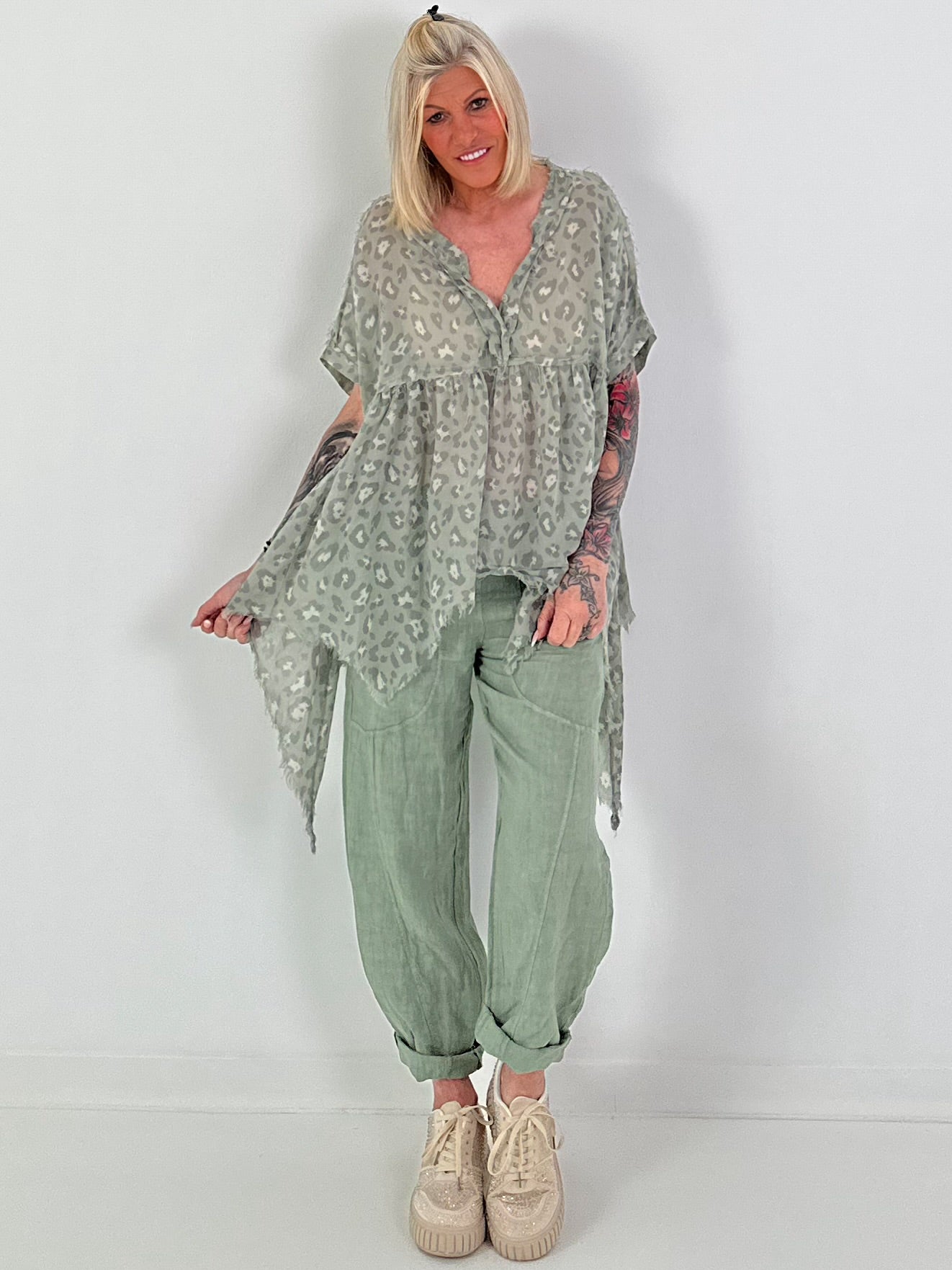 Asymmetrical Tunic Leo - khaki