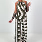 Two-piece with graphic pattern - khaki-white