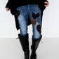 Jeans mit Herz-Patches - denim