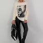 Sweater mit Stulpenärmeln und Strassmotiv Woman - beige