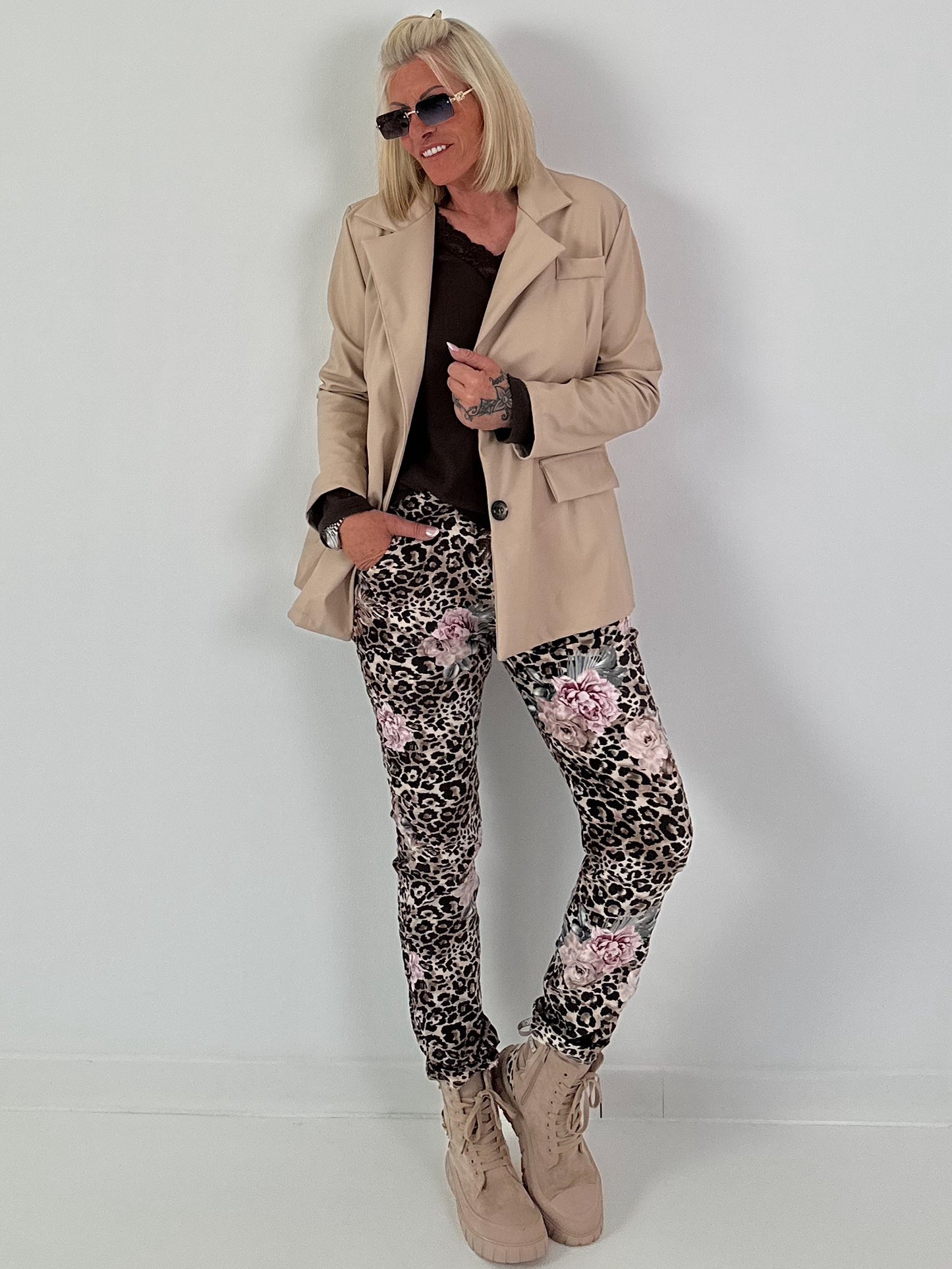 Blazer in Leder-Optik - beige