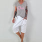 Short baggy shorts with overlap - white