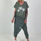 T-shirt with glitter palm trees - khaki