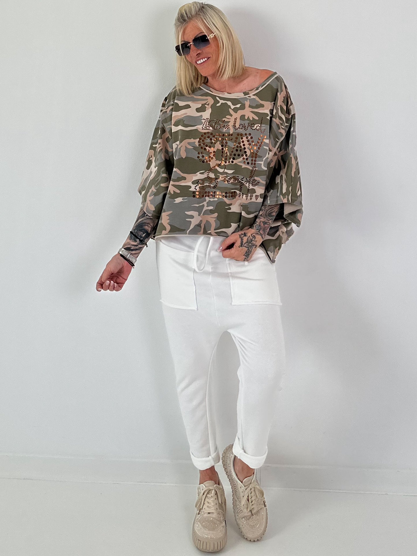Oversized Sweater mit halben Arm - camouflage