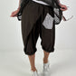 Kurze Leinen Baggy mit Überwurf und Paillettendetails - schoko