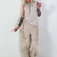 Streifen Top mit Rüschenkragen - taupe-beige