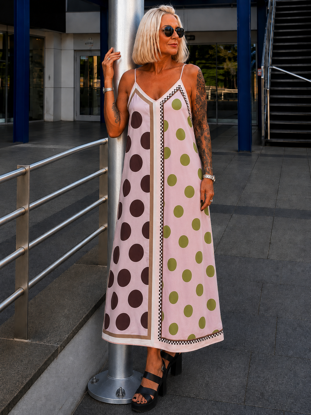 Luftiges Sommerkleid mit Print - rosa - mehrfarbig