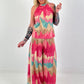 Two-piece with pattern and Lurex - pink-turquoise-beige