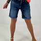 Jeans-Short mit umgeschlagenem Saum - dunkelblau