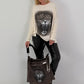 Sweater mit Stulpenärmeln und Strassmotiv Leopard - beige