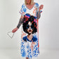 Kleid mit print-Mix - weiss-blau-mehrfarbig