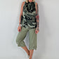 Striped top with ruffled collar - taupe-dark brown
