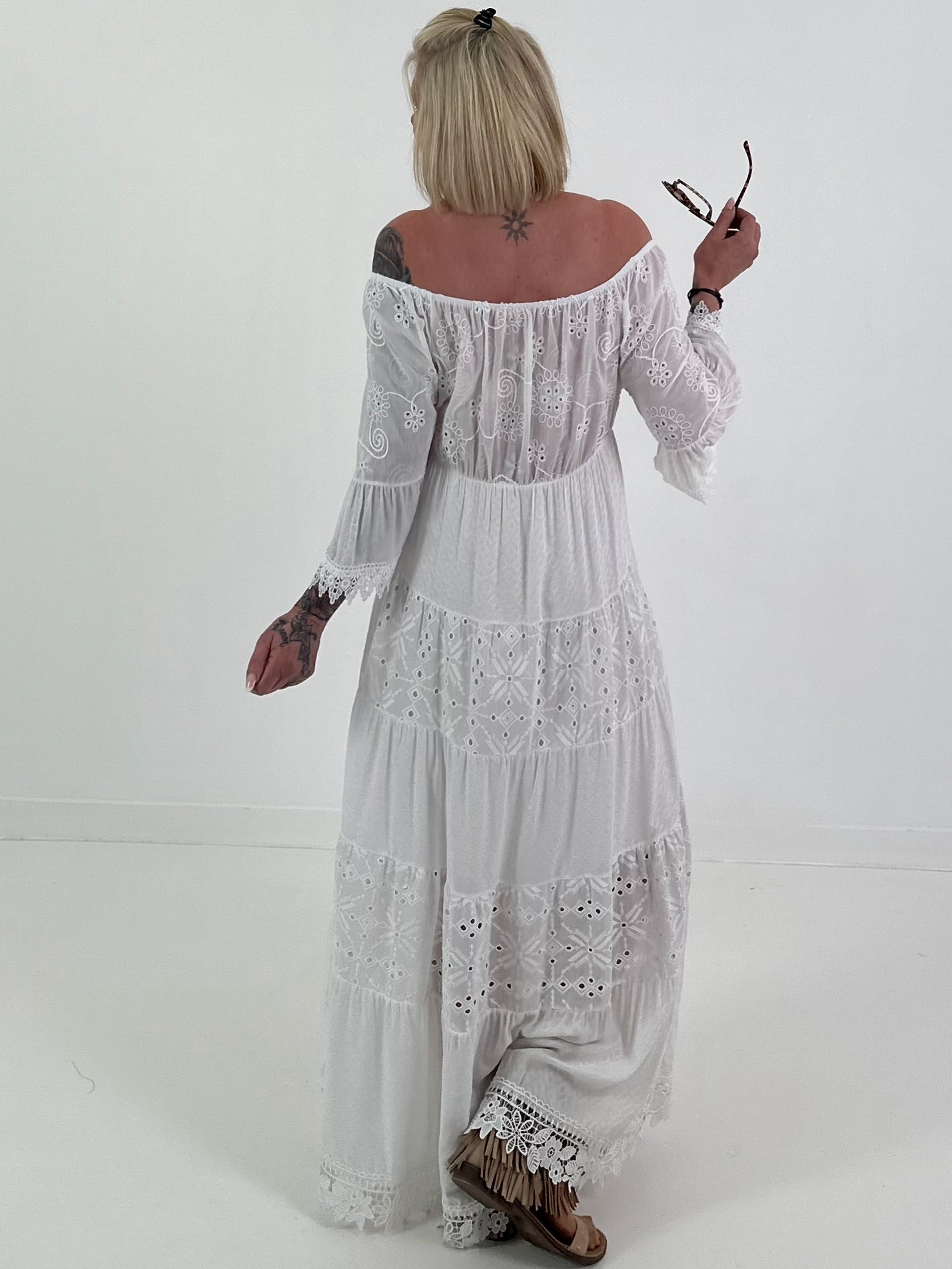 Boho Embroidered Dress - White
