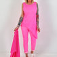 Asymmetrical Long Top - Neon Pink