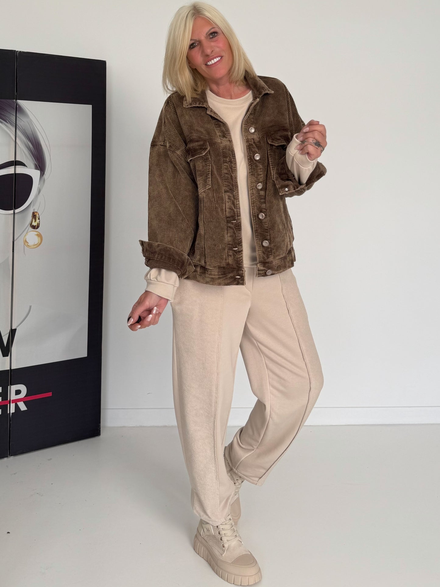 Oversized Cordjacke - coffee