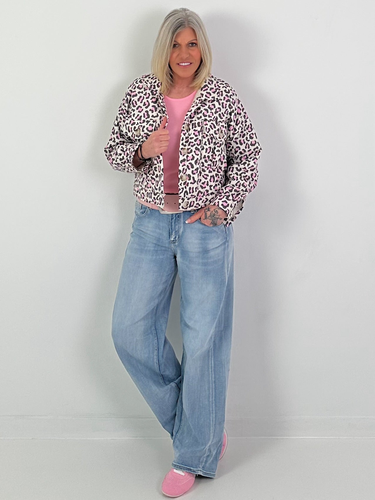 Short quilted jacket Leo - beige-pink