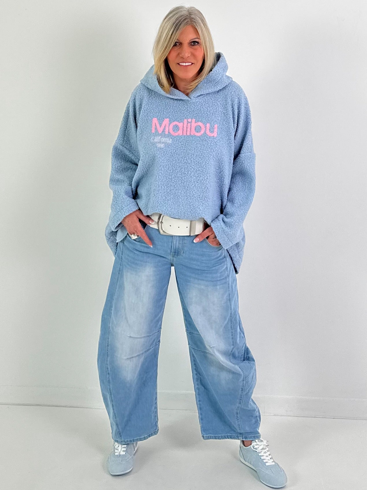 Bouclé Hoodie Malibu - hellblau