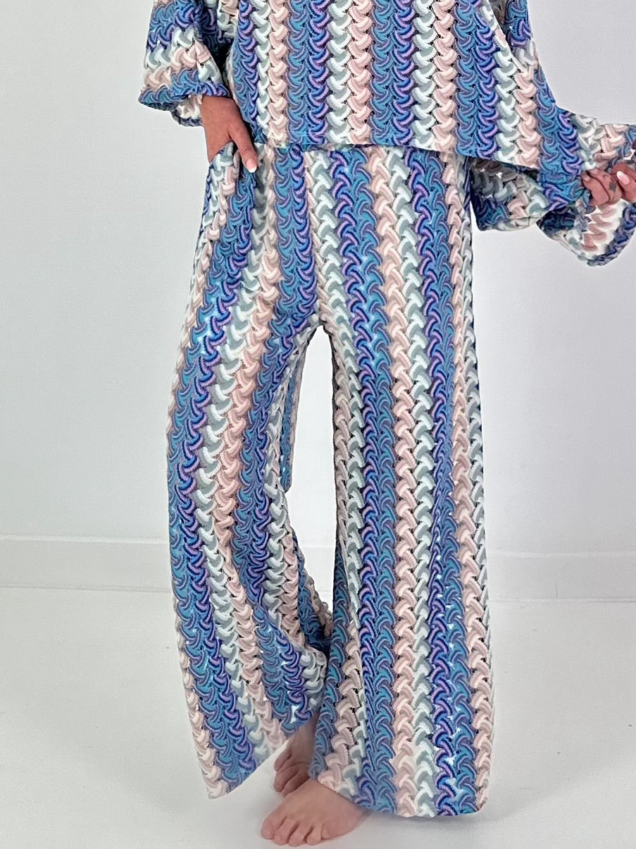 Häkelhose mit Muster - blau-türkis-mehrfarbig