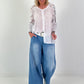 Blouse with floral crochet inserts - white