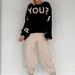 Sweater mit Strickeinsätzen - schwarz