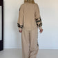 Zweiteiler mit Camouflage-Muster- beige-mehrfarbig
