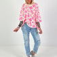 Sweater with all-over floral print - beige-pink