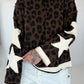 Sweatshirt mit All Over Leo-Print und trendigen Sternelementen - mokka