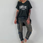 T-Shirt mit Strassdetail - anthrazit