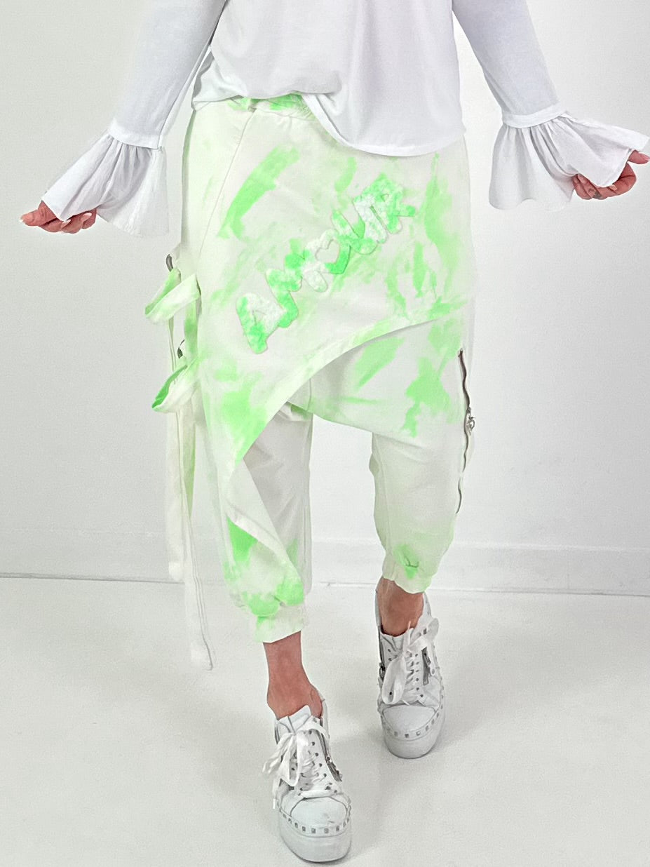 Batik-Baggy Amour - weiss-neongrün