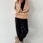 Stylische Sweatshirt Jacke mit großem Rückenpatch Comic - camel