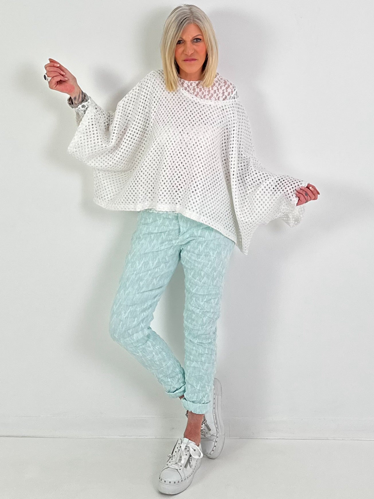 Oversized gehaakt shirt - wit