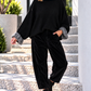 Sweater with ruffled cuffs - black-grey