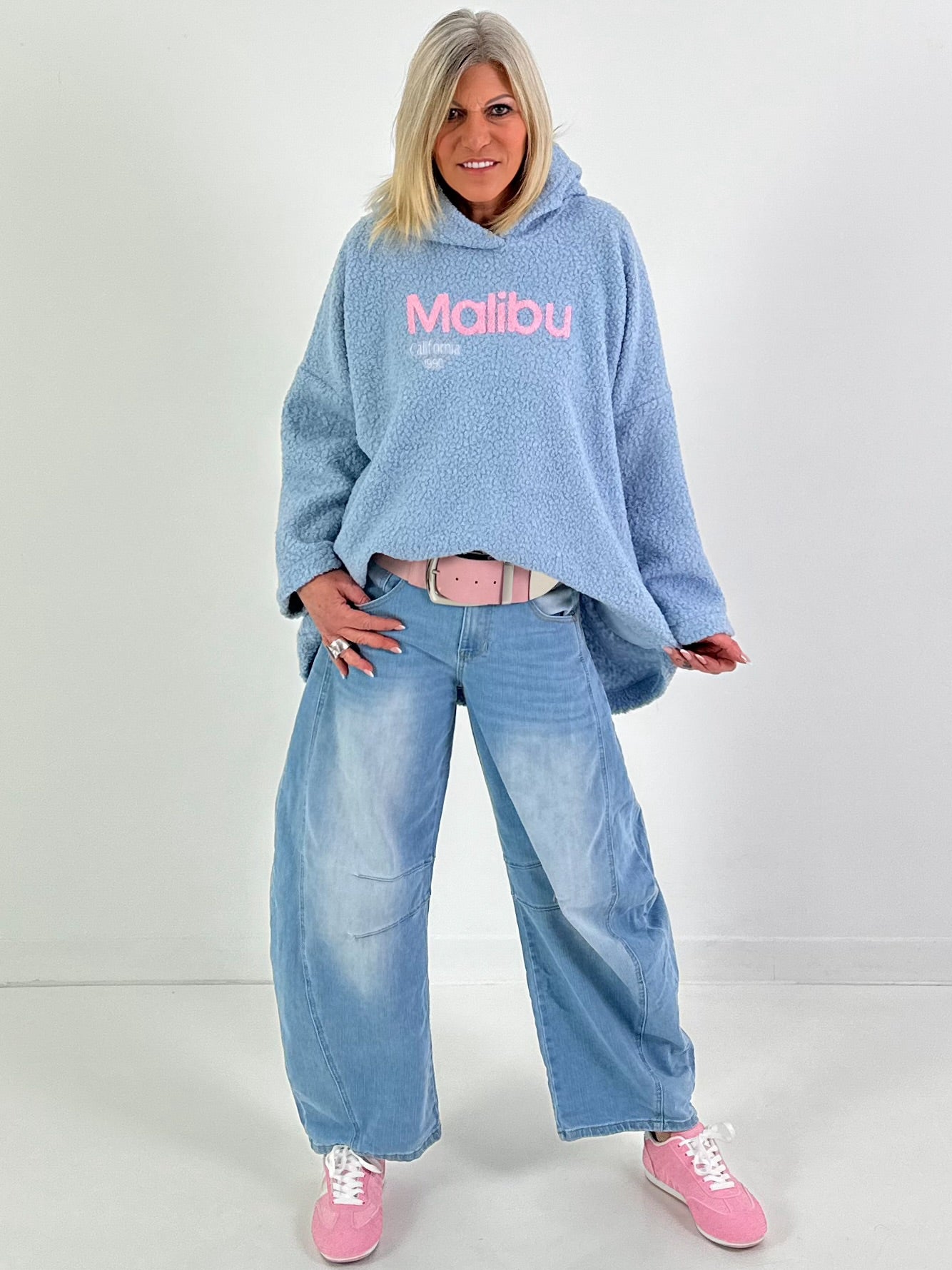 Bouclé Hoodie Malibu - hellblau