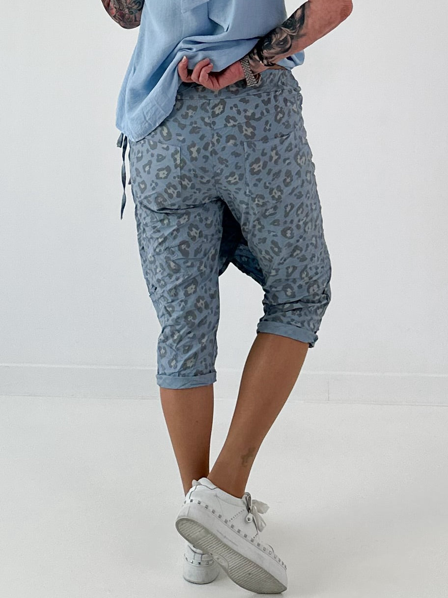 Stylische Hose mit Überwurf im Knit-Look - jeansblau