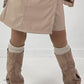 Skirt shorts in leather look model "Smooth Edge" - beige