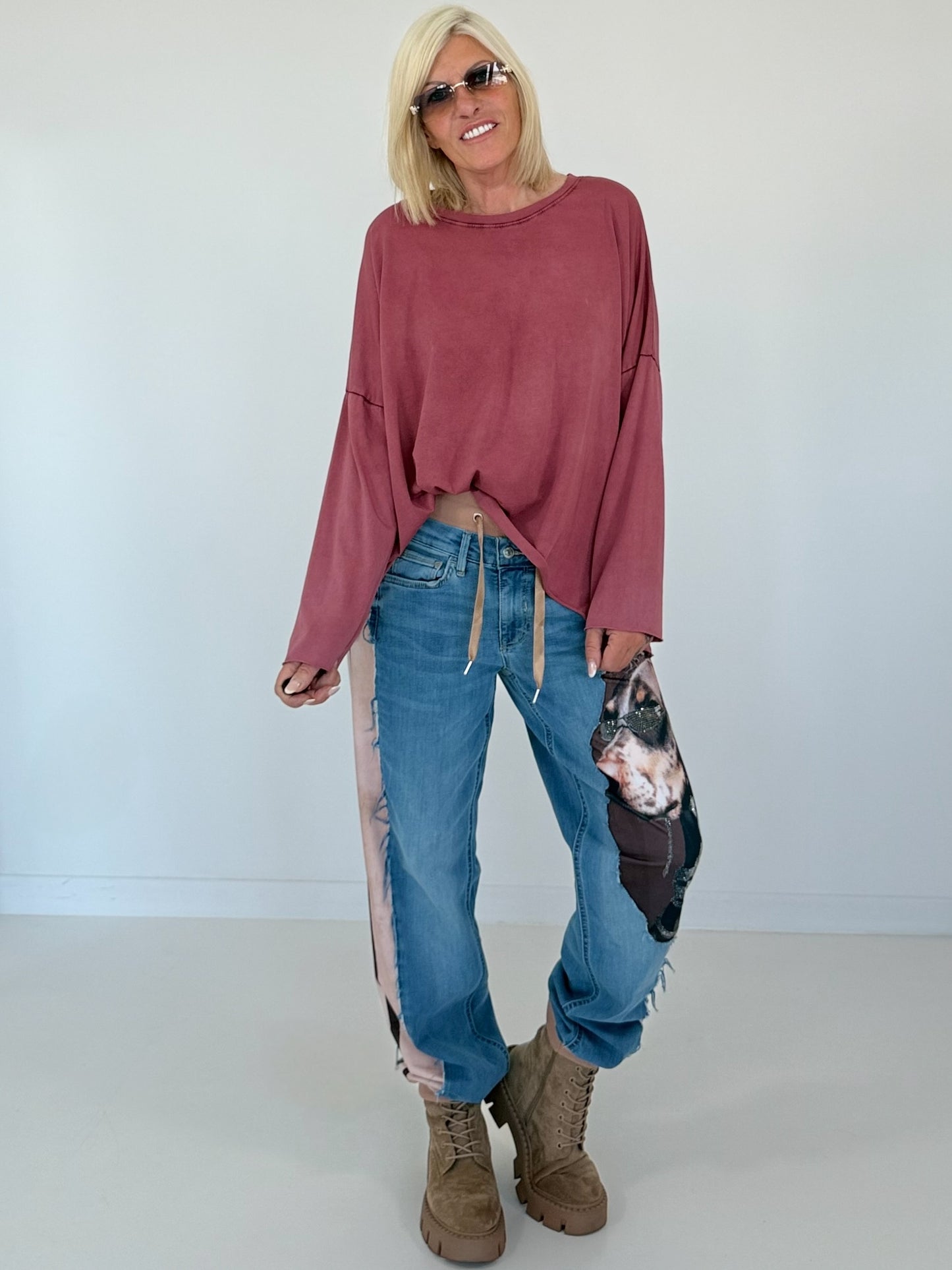 Oversized Shirt stone washed - berry