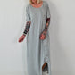 T-Shirt Kleid mit Ösen -grau