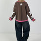 Sweatshirt with trendy star elements - taupe
