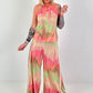 Two-piece set with pattern and Lurex - pink-mint-beige