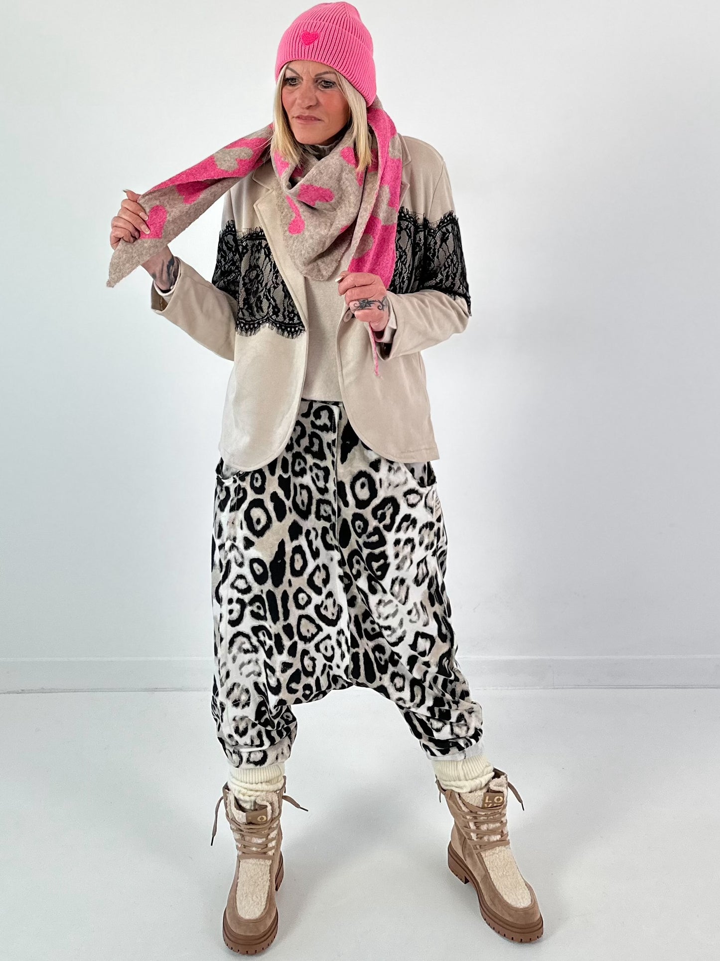 Harem pants model "Deep&amp;Wild" - ecru-multicoloured