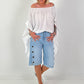 Tunic with side ruffles - white