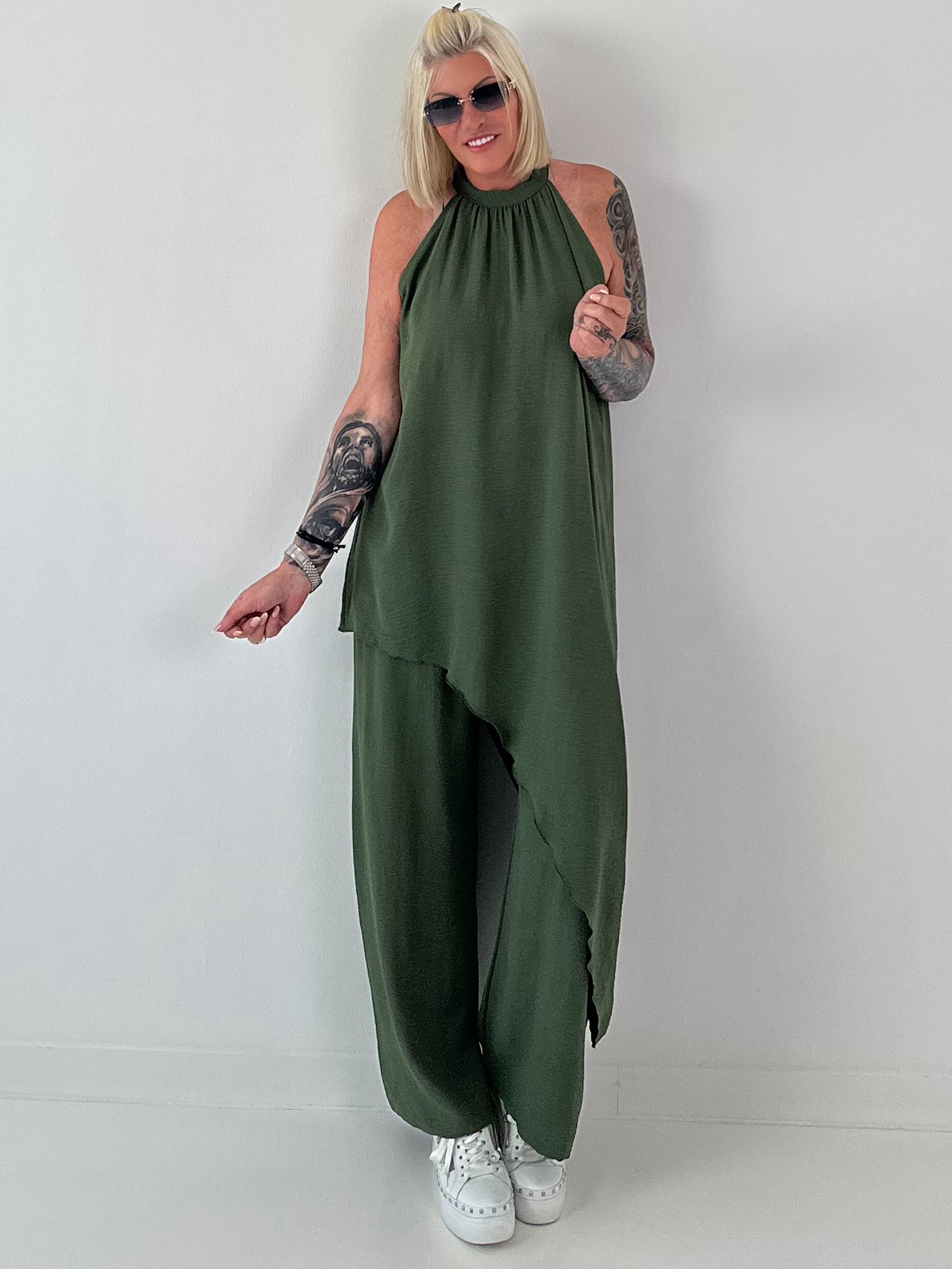 Leichter Zweiteiler asymmetrisch - khaki