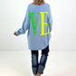 Oversized shirt model "Love Pop" - blue