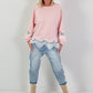 Sweatshirt Modell "Rosé Lace Whisper" - rosa