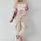 Sweatshirt Hose mit lässigen Details - beige