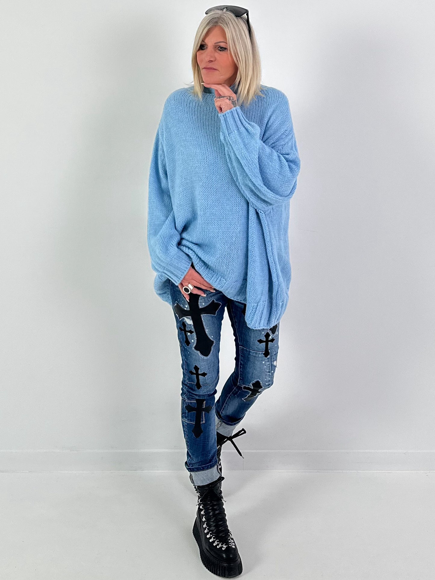 Oversized sweater model "Snuggle Arctic" - ice blue
