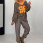 Sweater 96 - taupe-neonorange