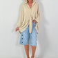 Lange Bluse mit Bindeband - beige